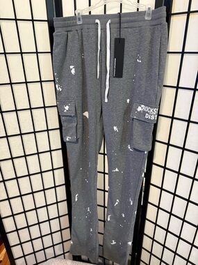 🔥 Rockstar Original NWT Gray Cargo Sweatpants Paint Splatter XXL Streetwear